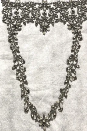 Antique Gunmetal Hand Beaded Applique MOTIF-090/3 Fabric