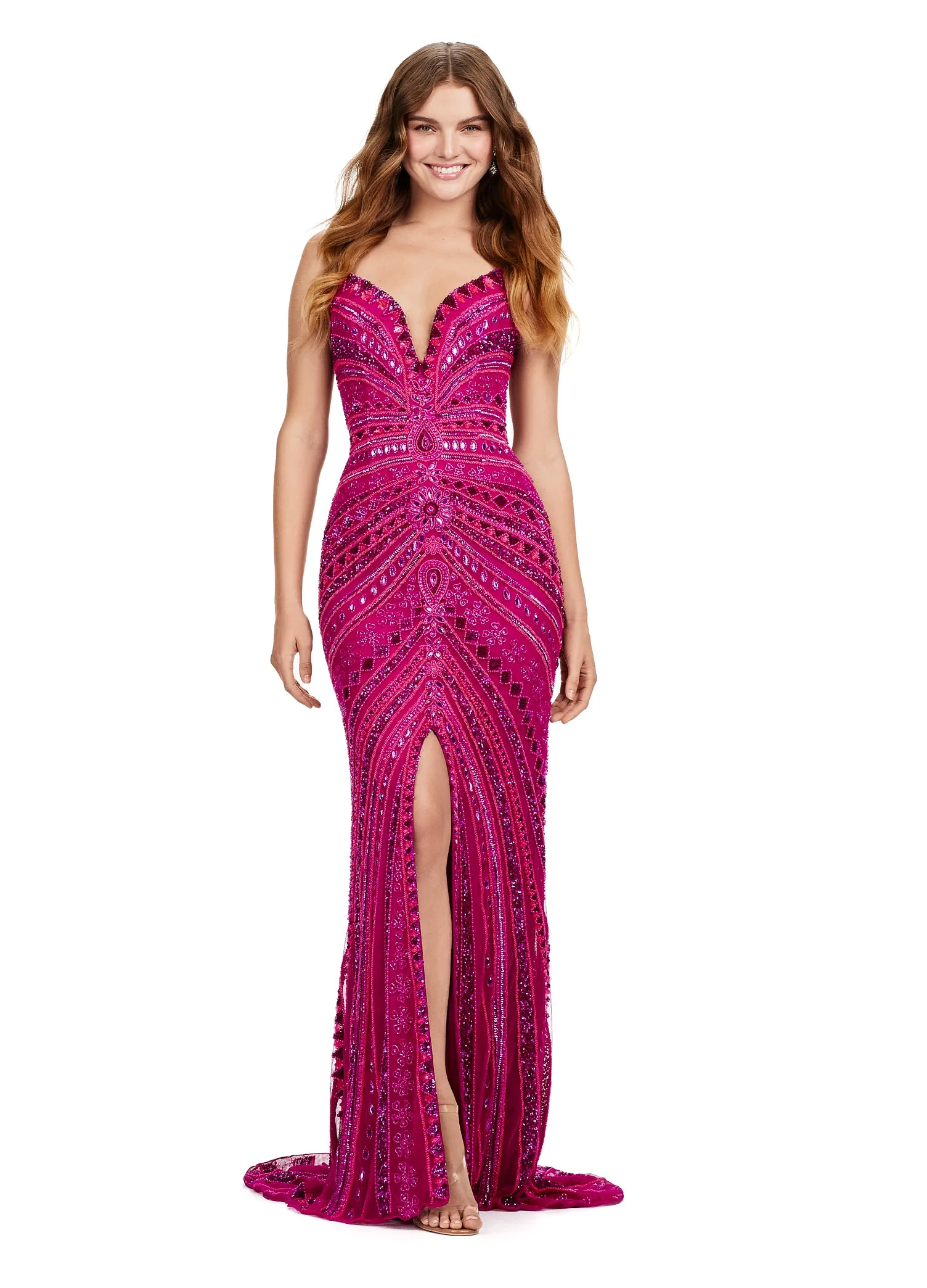 Ashley Lauren 11488 Long Prom Dress Fully Beaded Strapless Gown Sweetheart Neckline Slit Formal Pageant