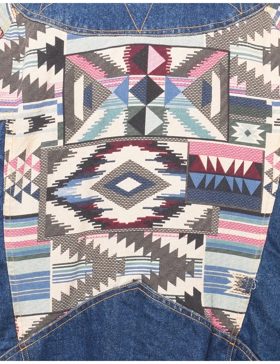 Aztec & Dark Wash Denim Jacket - L