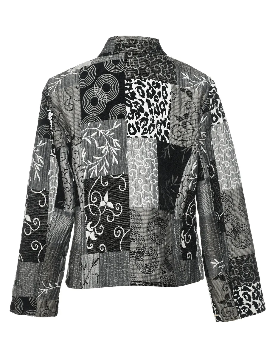 Black & Silver Metallic Patchwork Jacket - M