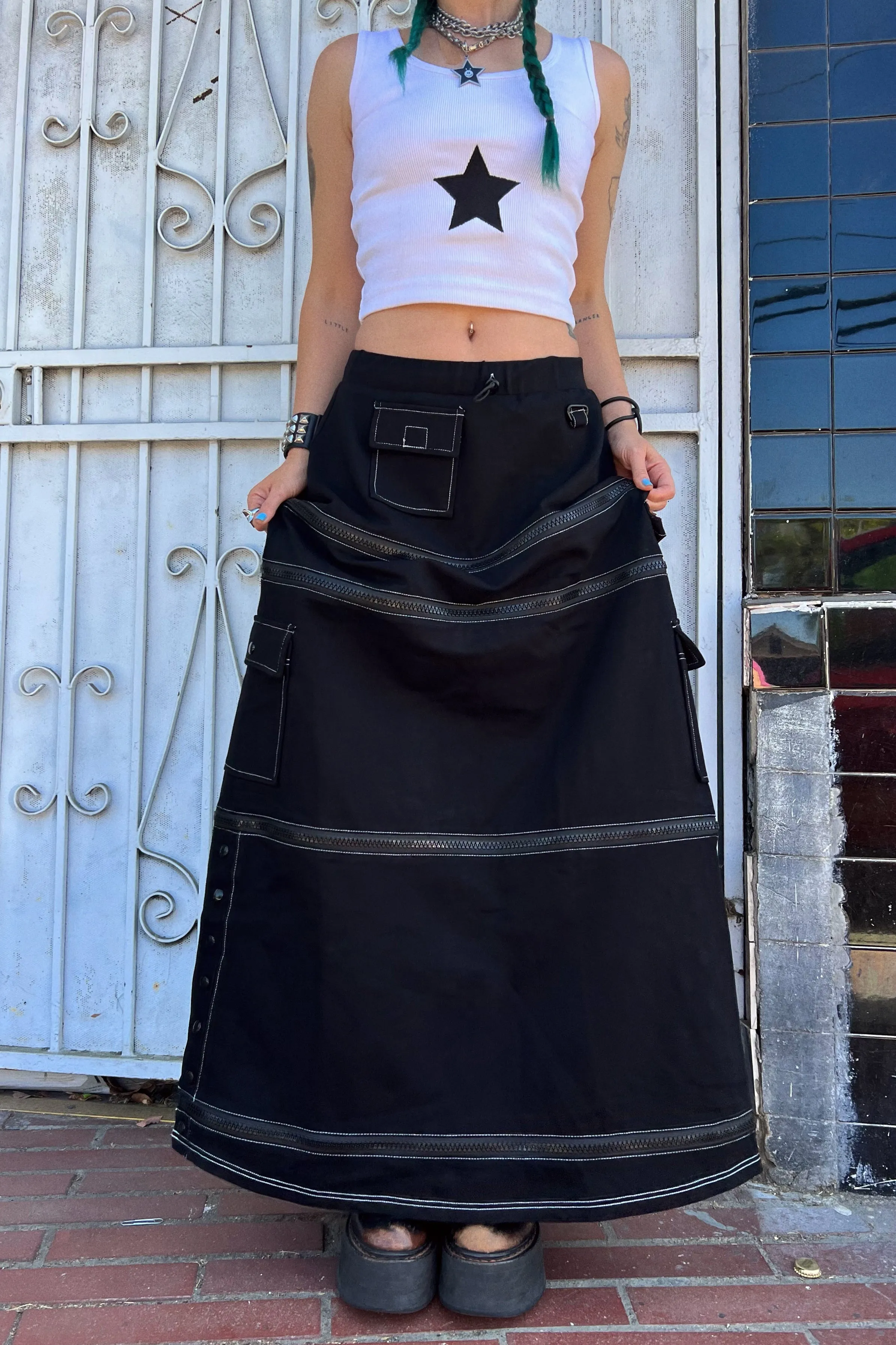 Black Carmen 5-in-1 Convertible Cargo Skirt