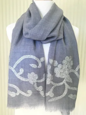 Blue Heaven Floral Curve Shawl Wrap