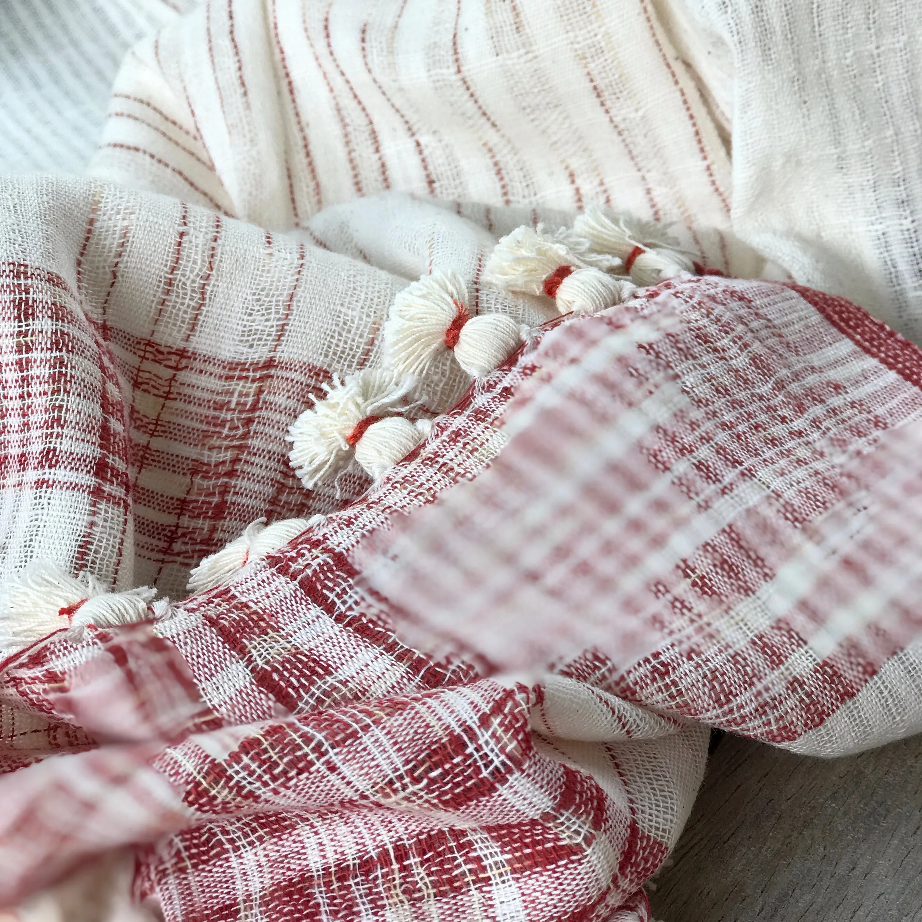 Cecile -Handwoven  Khadi Cotton Scarf With Natural Dyes