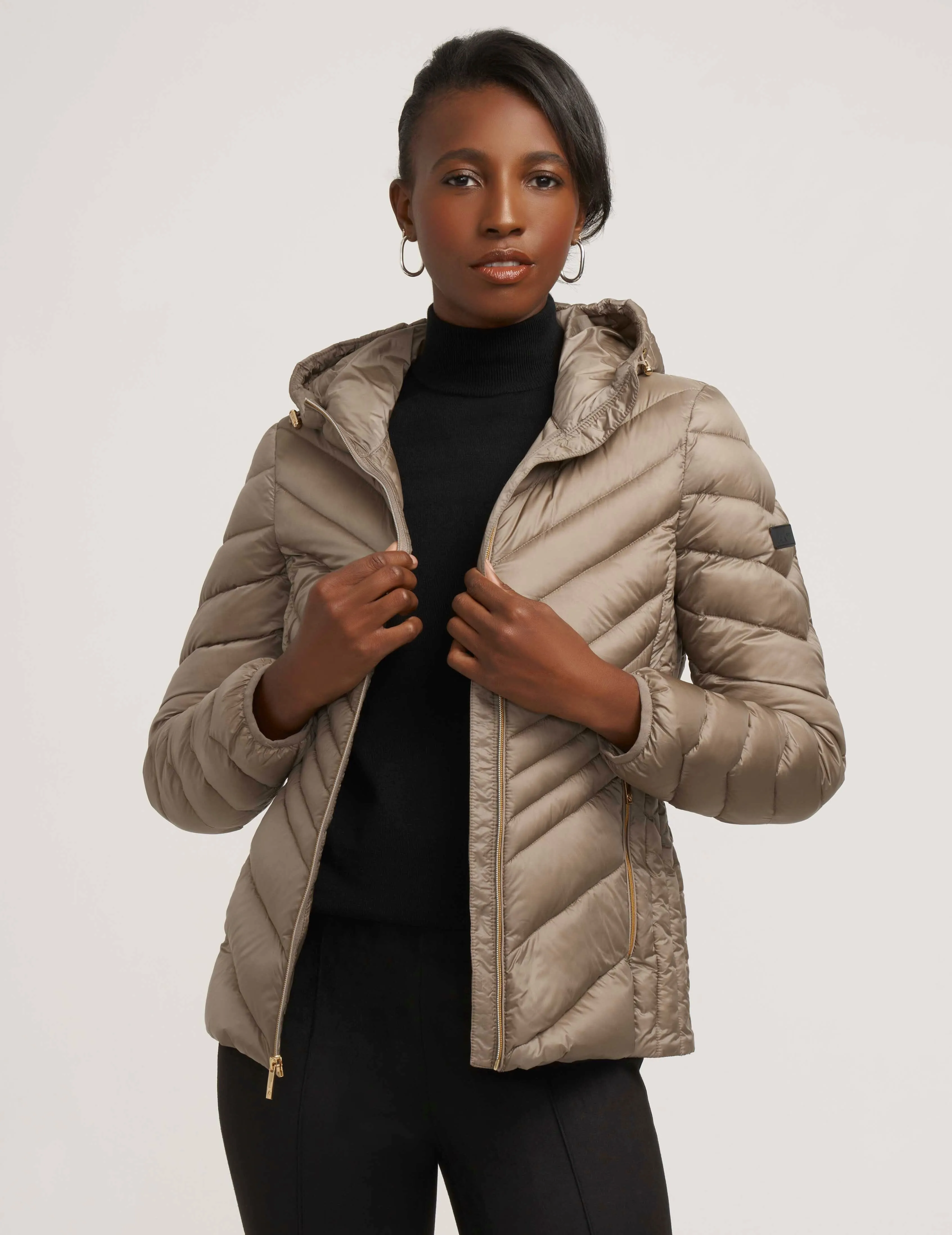 Chevron Packable Puffer Jacket