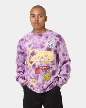 Crooks & Castles Los Angeles Serif Tie Dye Crewneck Purple Tie Dye