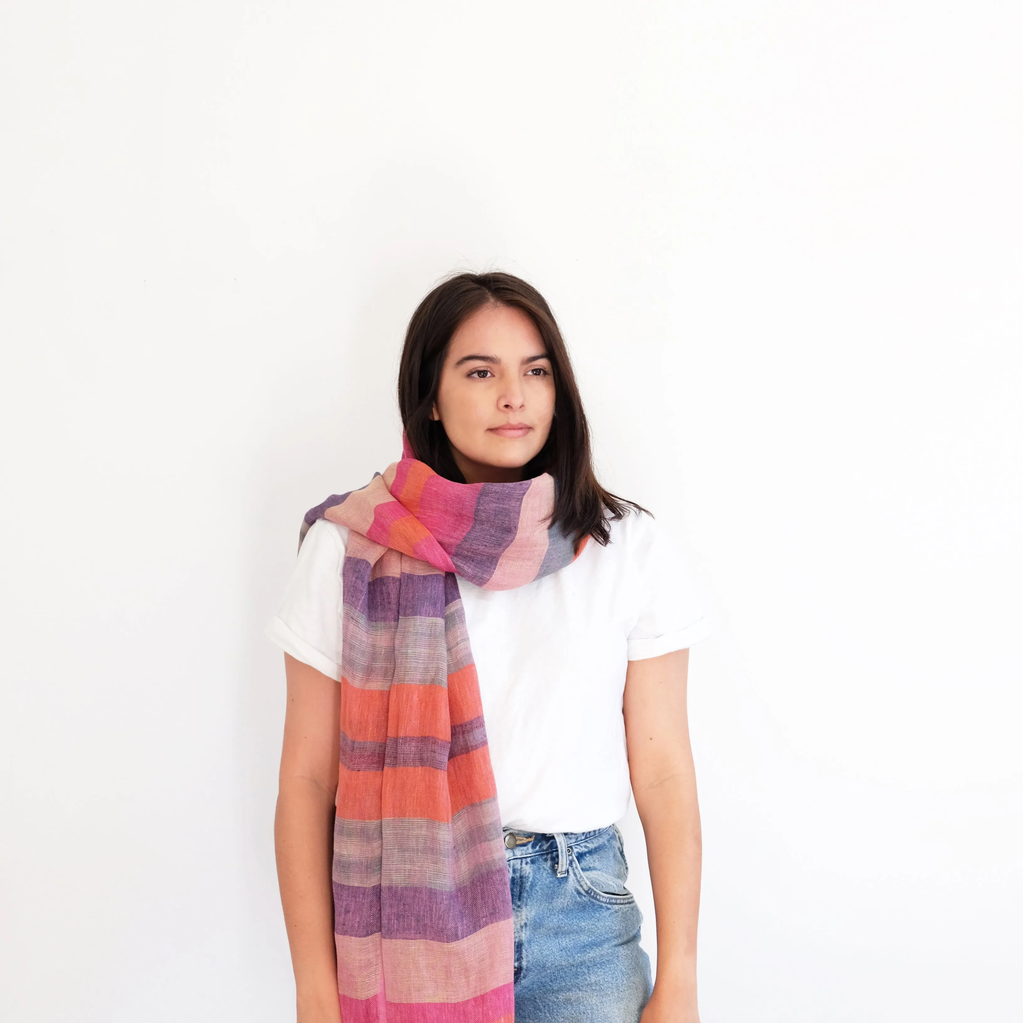 Desert Linen Oversized Scarf - Indigo