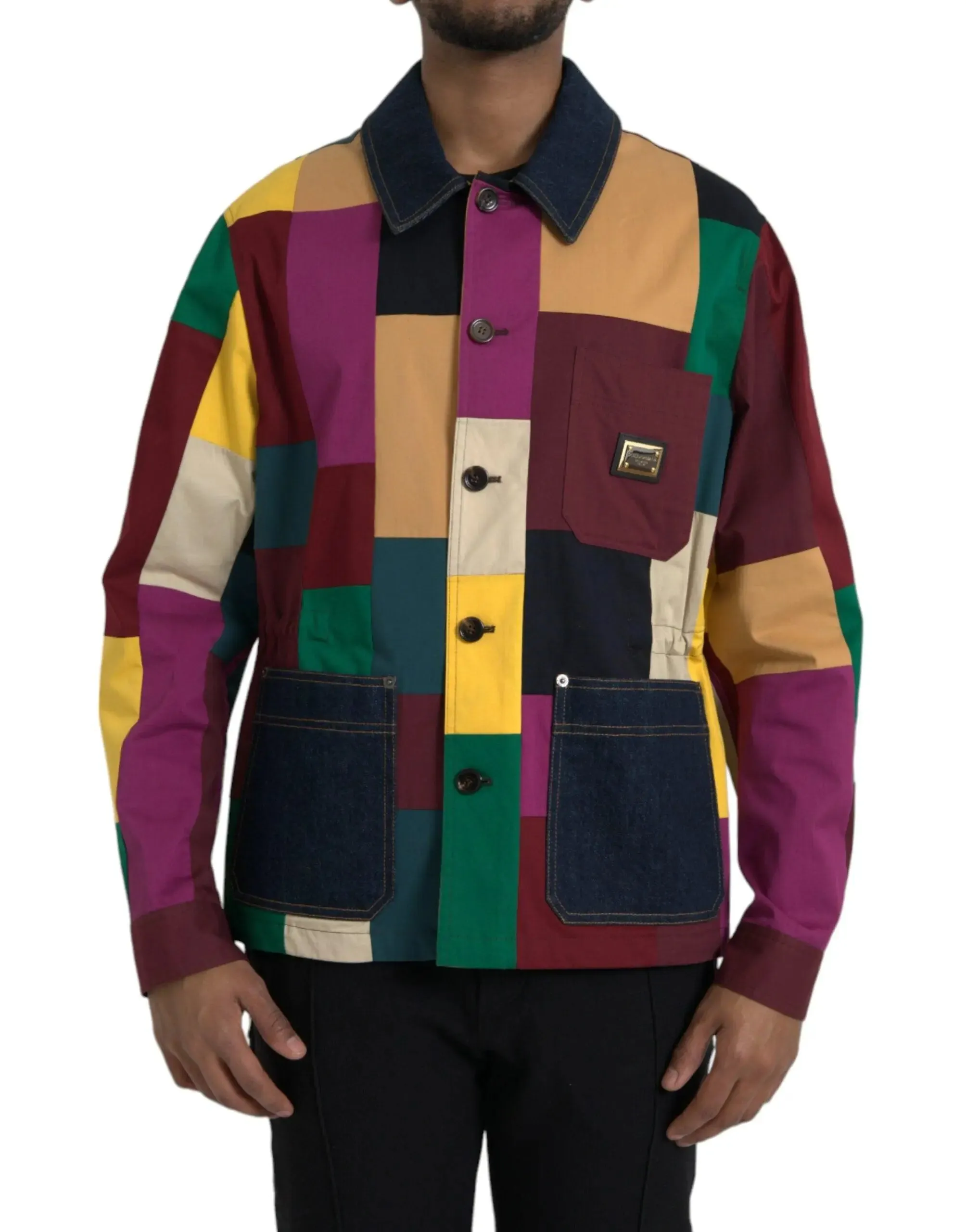 Dolce & Gabbana Patchwork Cotton Collared Jacket