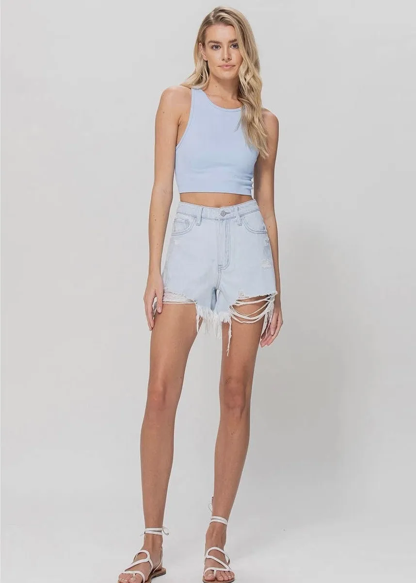 Don’t Call Me Baby High-rise Distressed Shorts