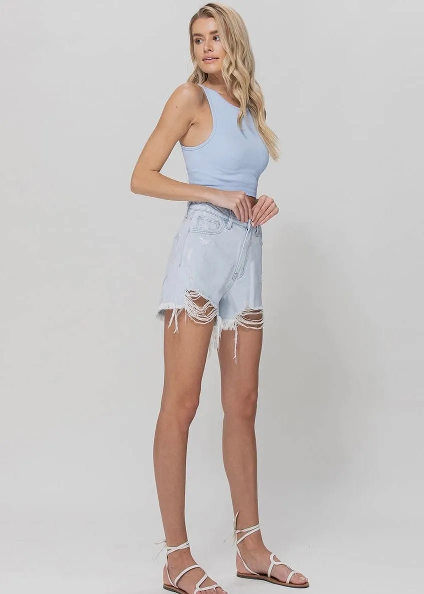 Don’t Call Me Baby High-rise Distressed Shorts