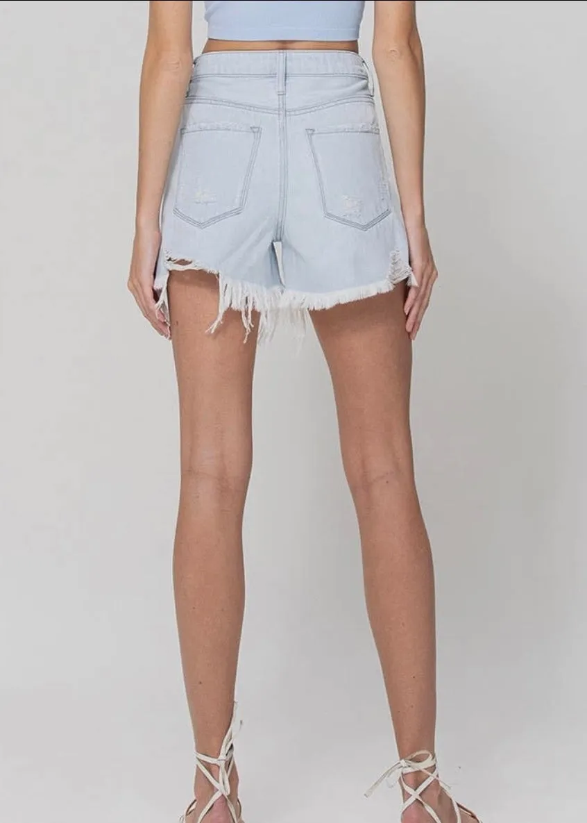 Don’t Call Me Baby High-rise Distressed Shorts