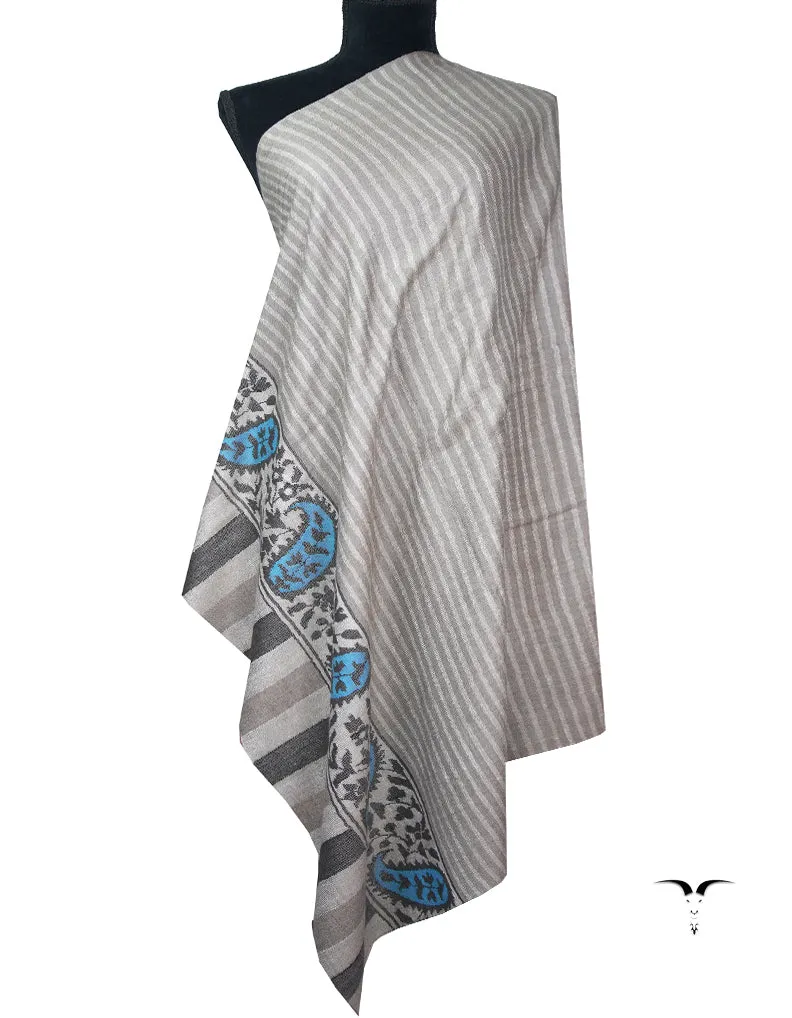 gray striped kani paldaar pashmina shawl 8885