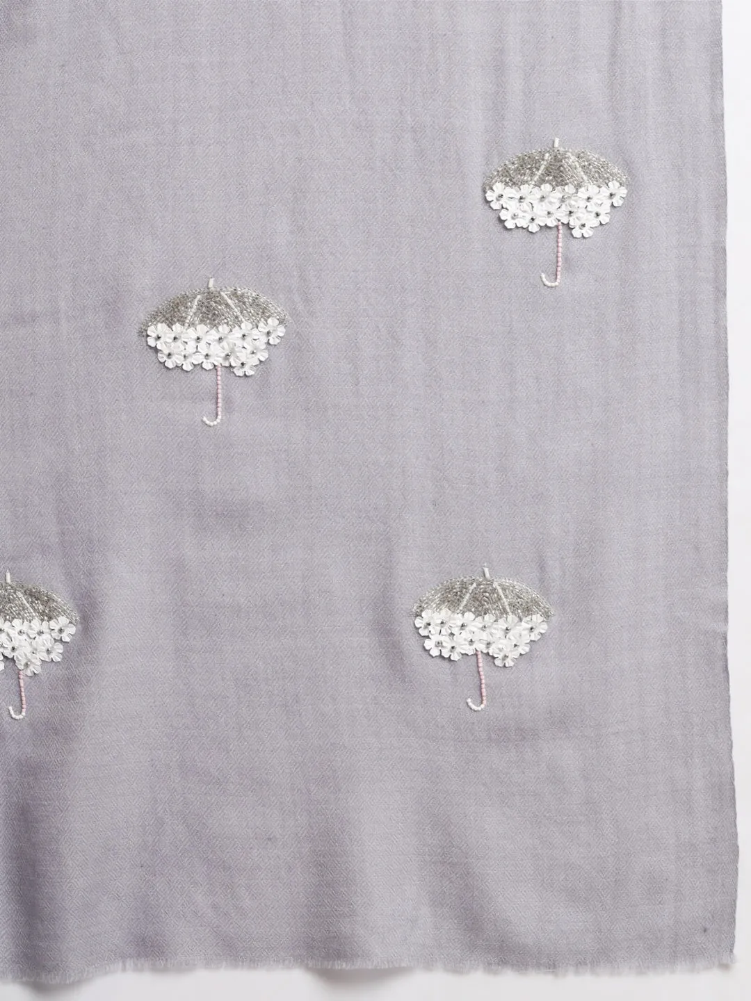 Grey Winter Shawl with white umbrellas