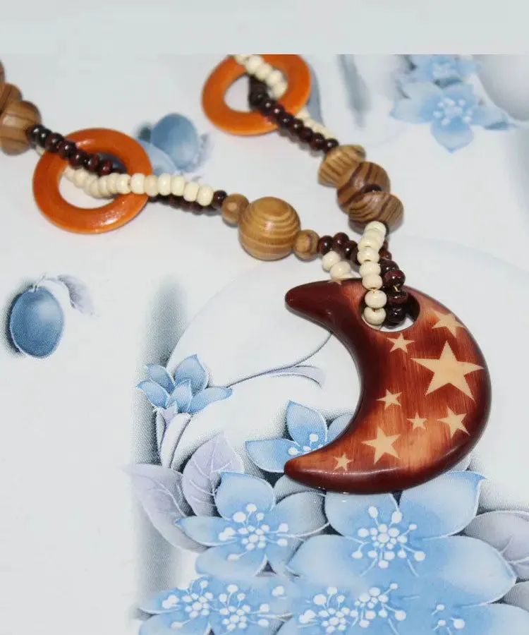 Handmade Brown Little Fish Beaded Pendant Necklace ML1312