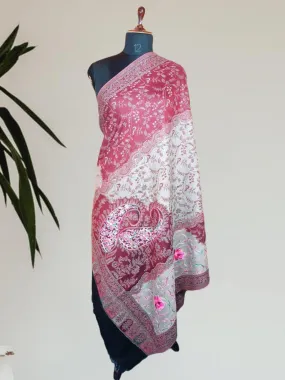 Kashmiri Wool Work Shawl | Multi-Colour | Handwork