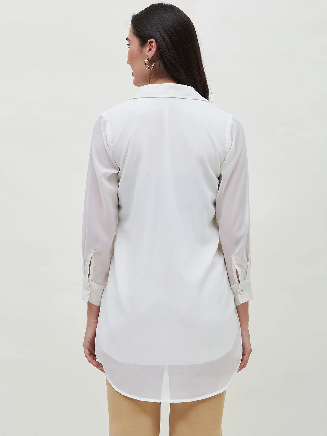 Long White Embroidered Shirt