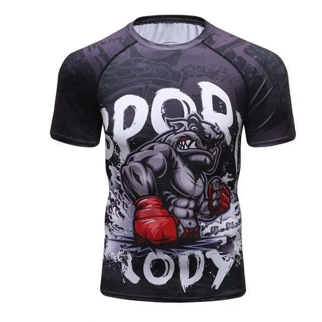 MMA Printed Workout Quick Dry Fitness Tees