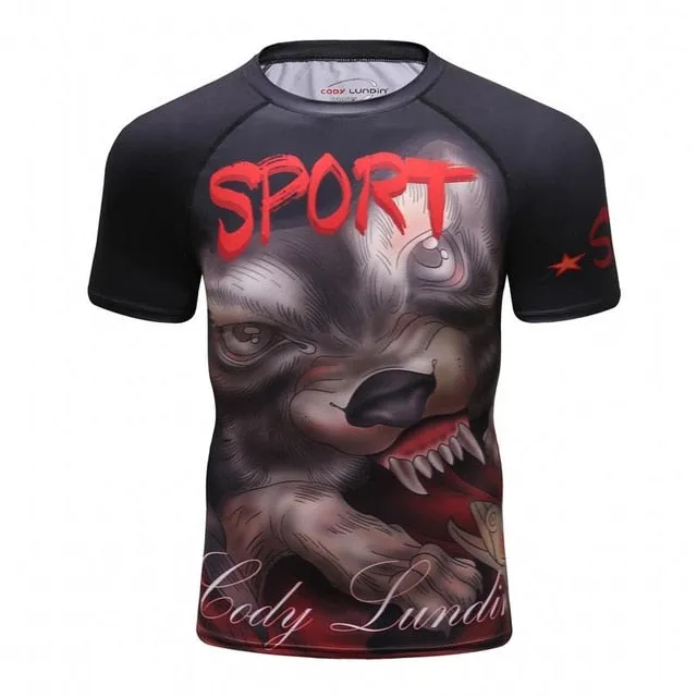 MMA Printed Workout Quick Dry Fitness Tees