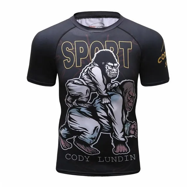 MMA Printed Workout Quick Dry Fitness Tees