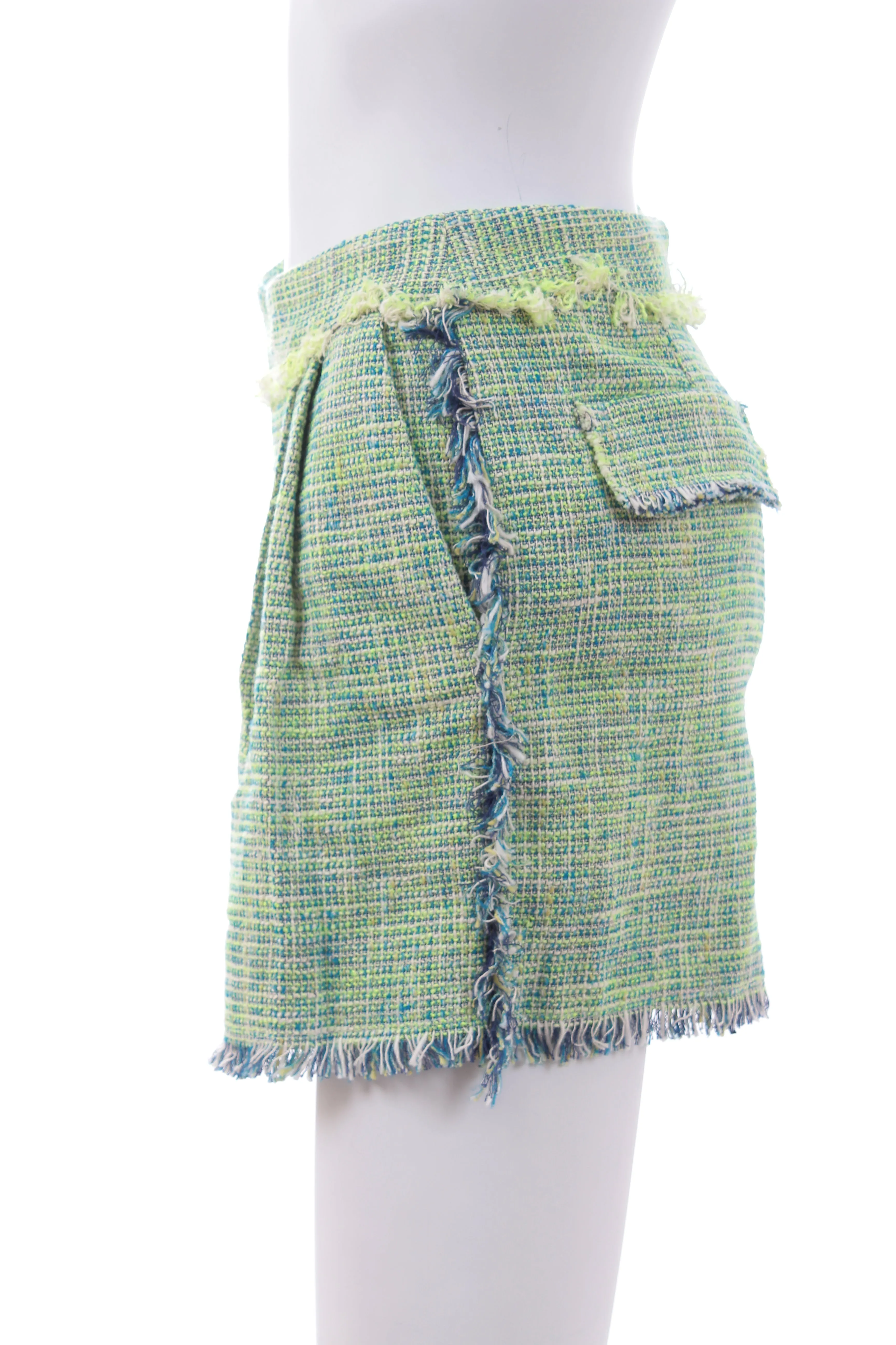 MSGM Fringed Tweed Shorts