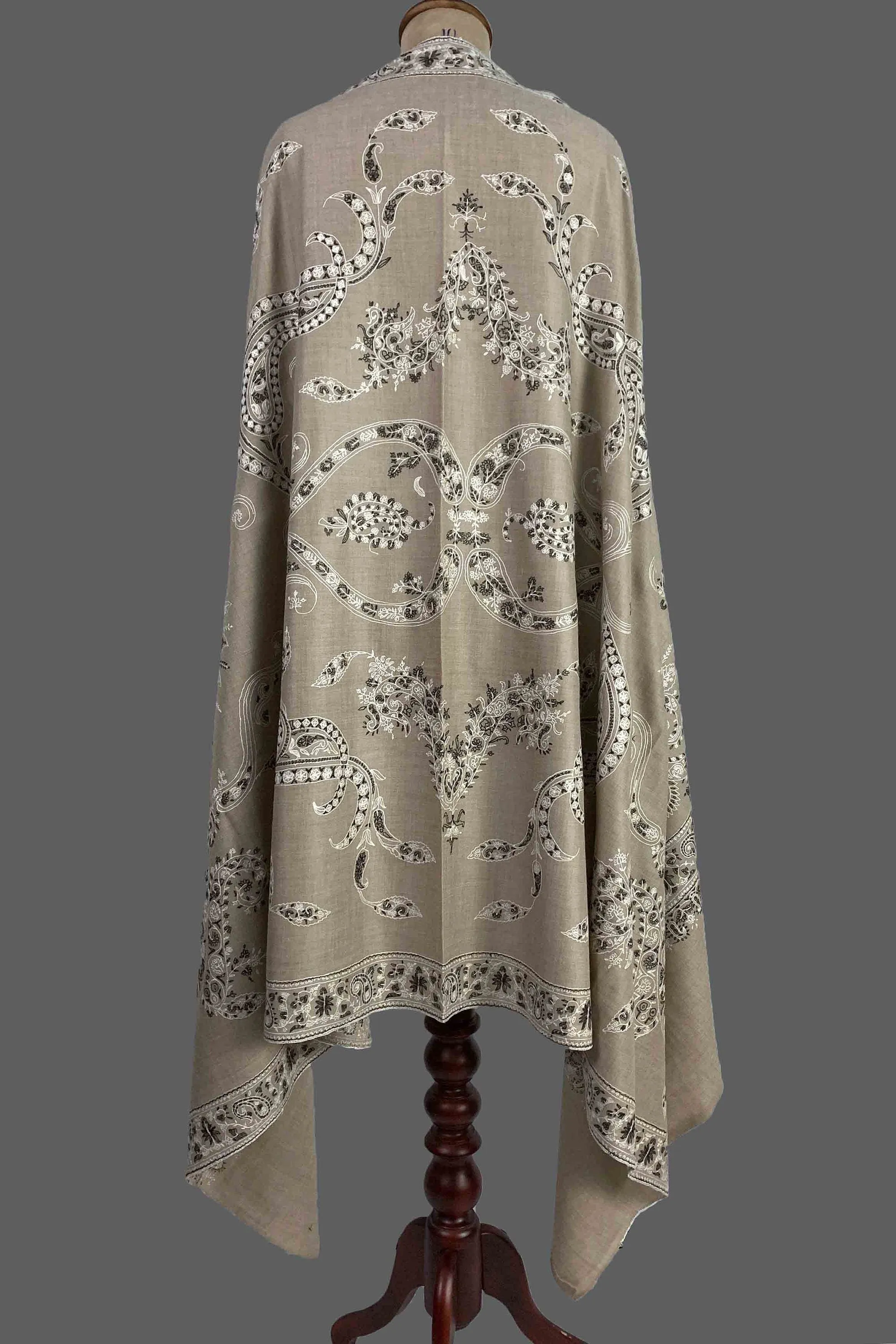 Natural Pure Pashmina Shawl, Hand Embroidered & Handwoven in Kashmir