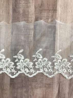 Off White 6" Wide Embroidered Lace Trim