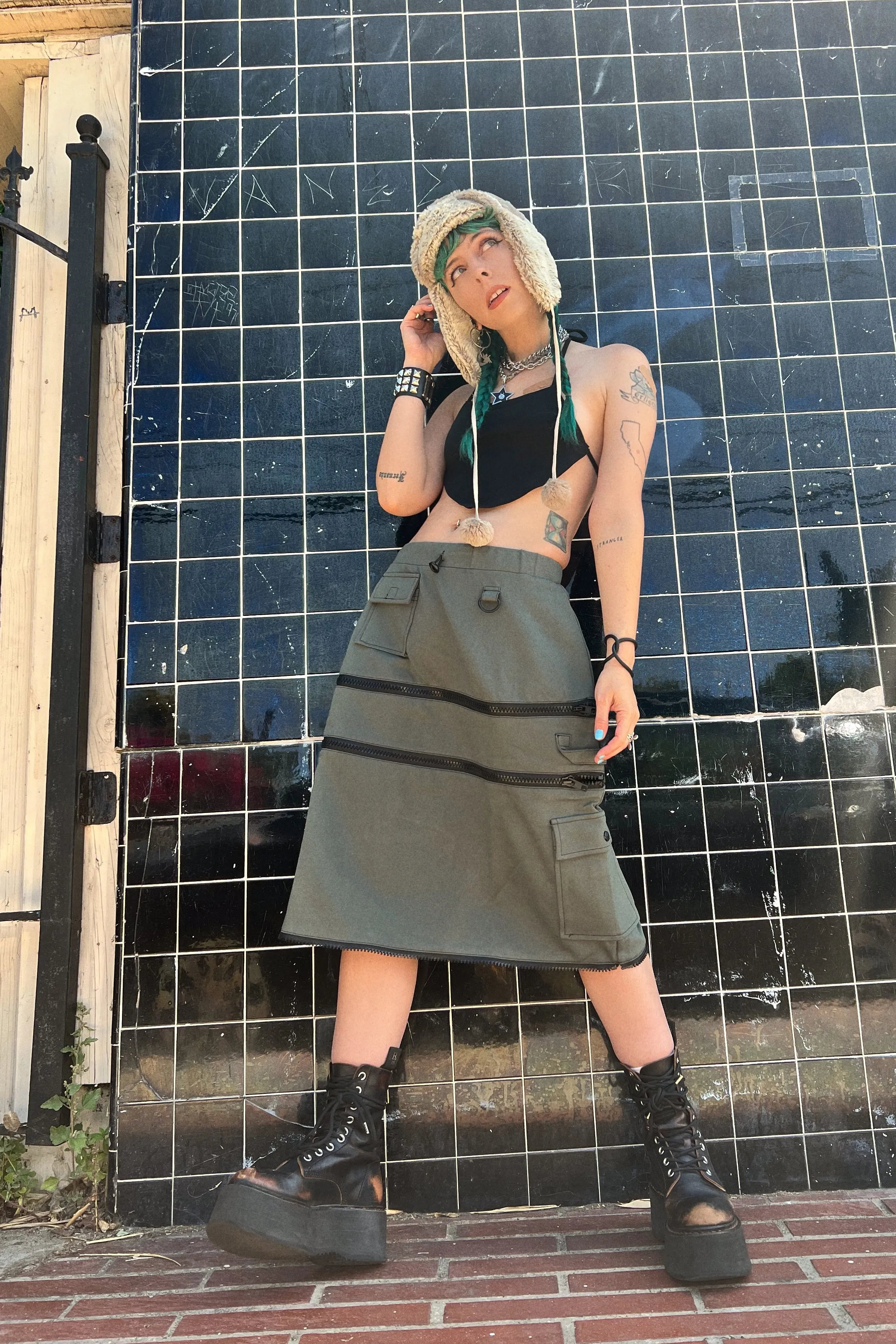 Olive Carmen 5-in-1 Convertible Cargo Skirt