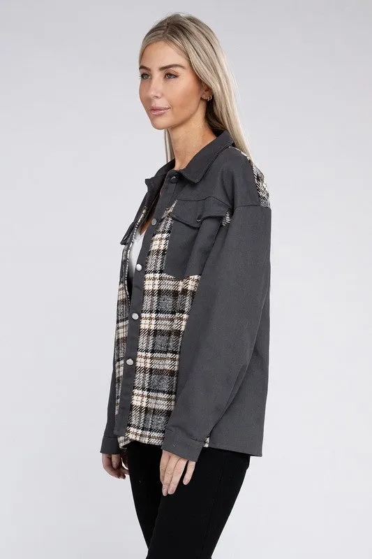 Plaid Patchwork Pockets Jacket