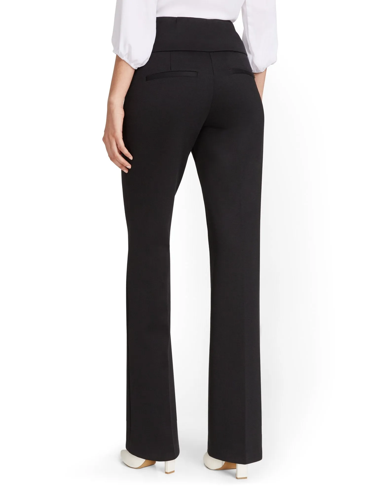 Pull-On Button-Front Bootcut Ponte Pant - Superflex