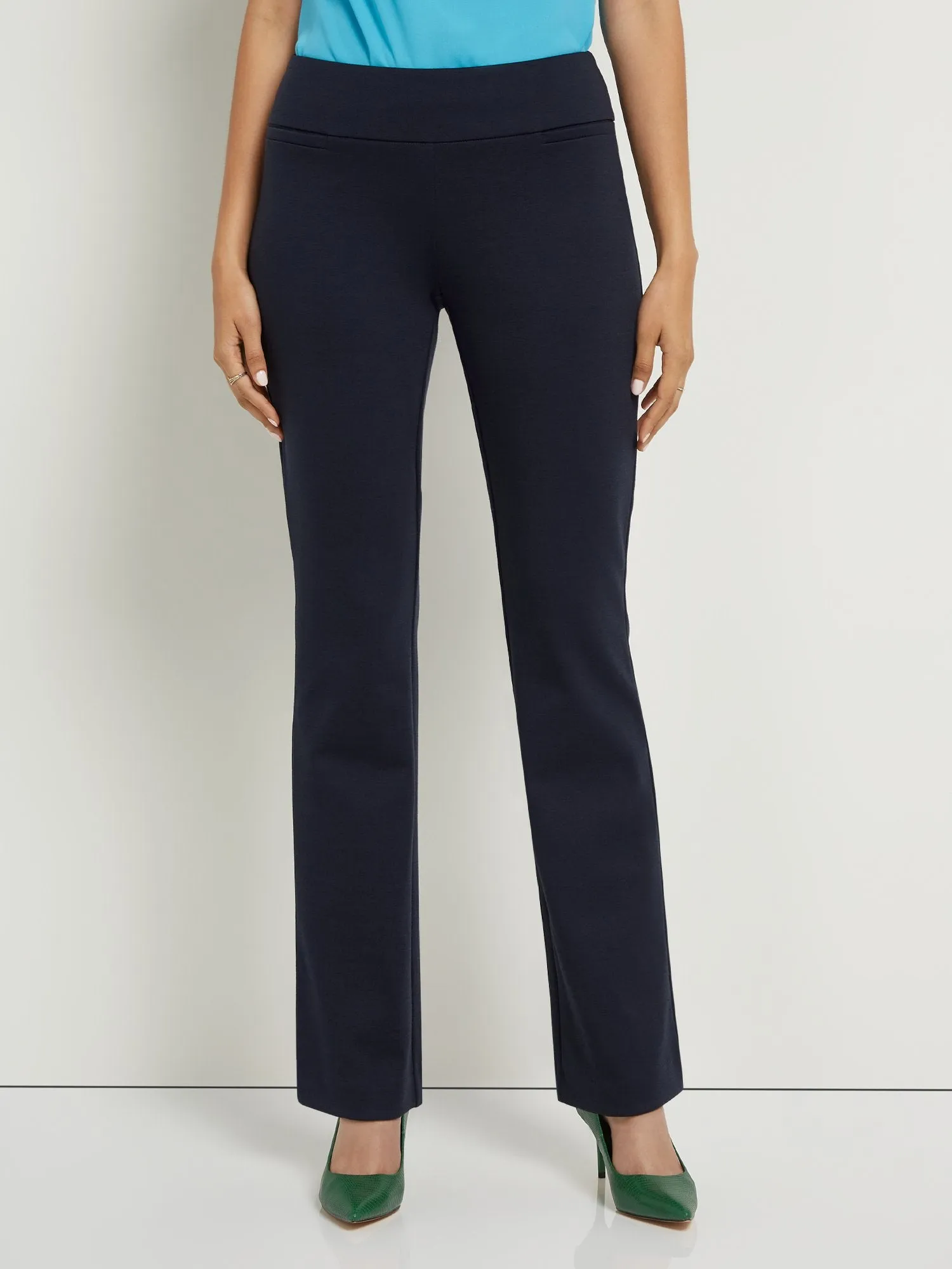 Pull-On Mid-Rise Bootcut Ponte Pants - Superflex