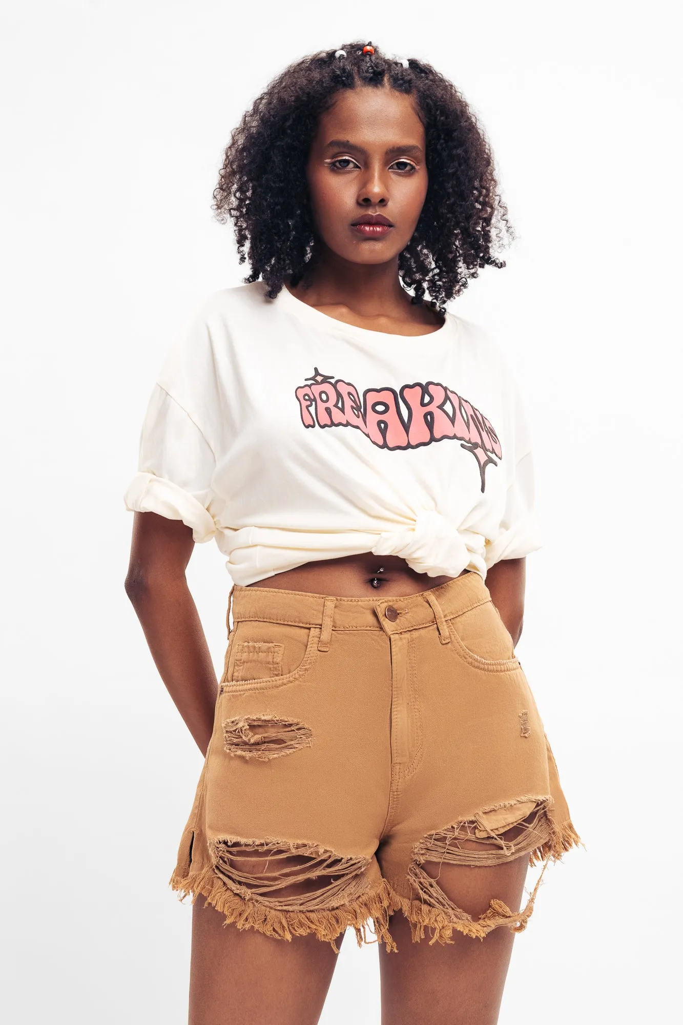 Sand Distresses Denim Hot Shorts