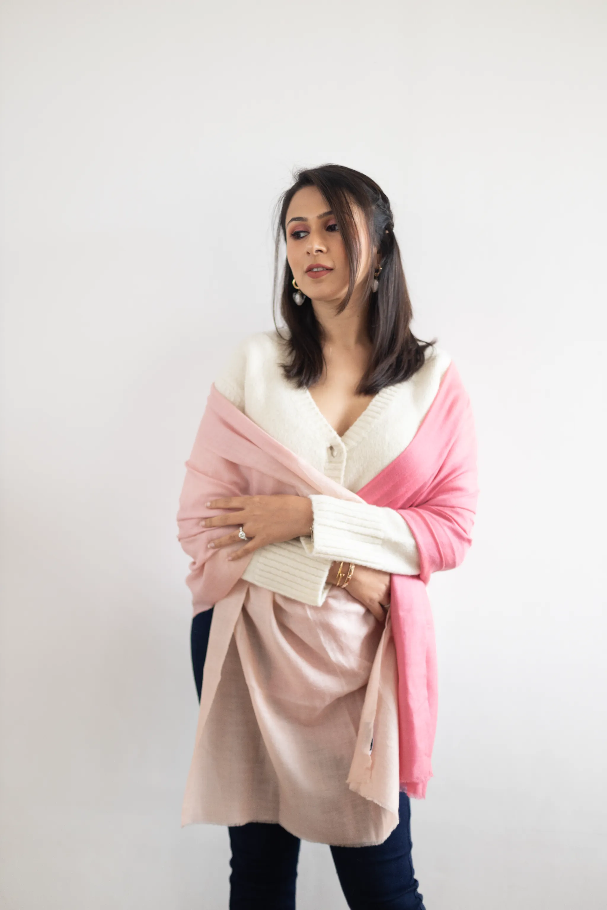 Shikha Sharma in Pink Pashmina Shawl