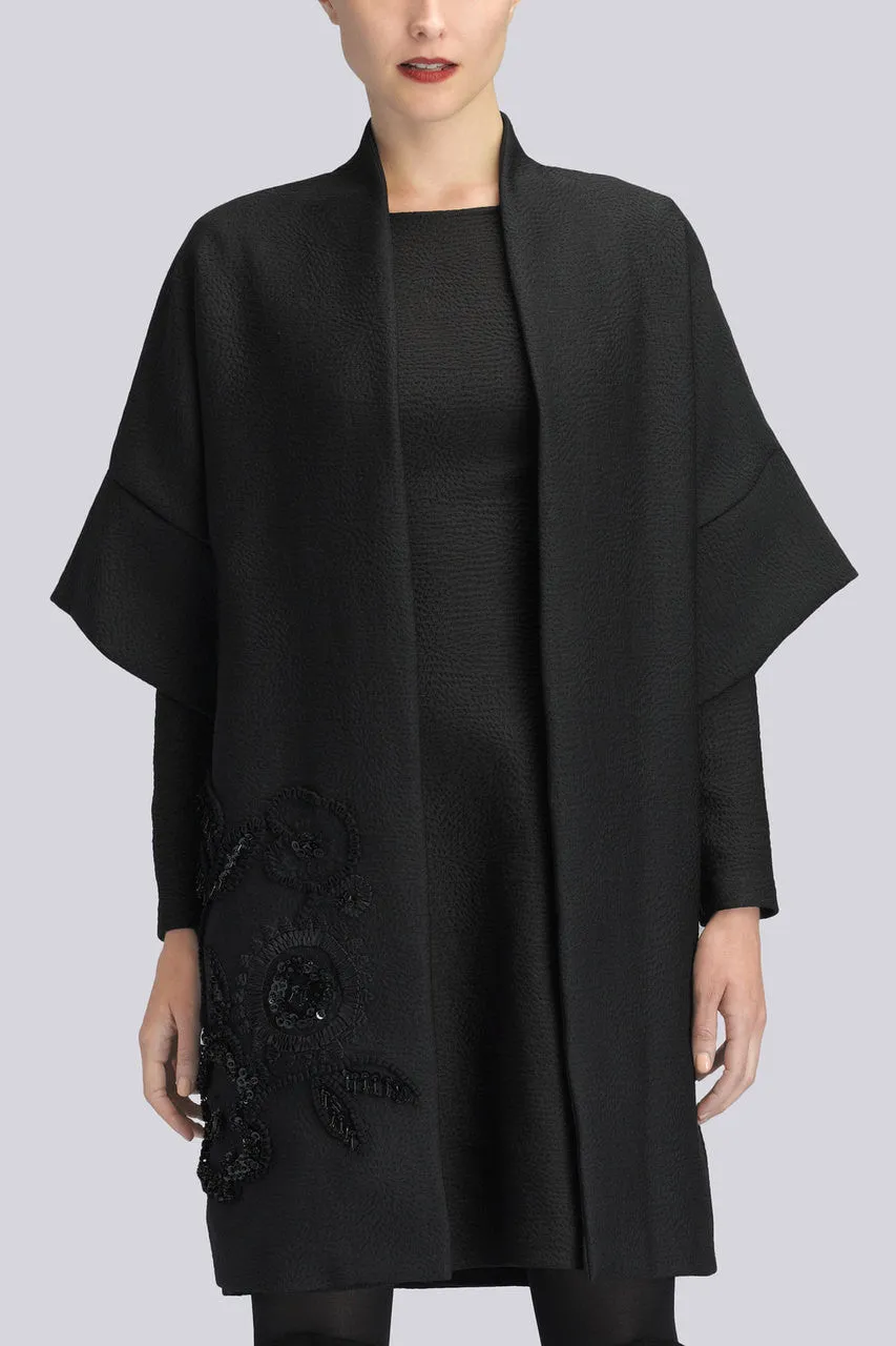 Textured Cloque Caftan Coat