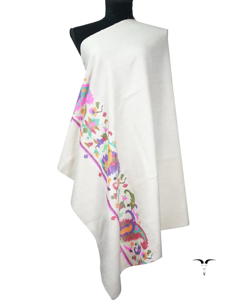 white kani palla pashmina shawl 9028