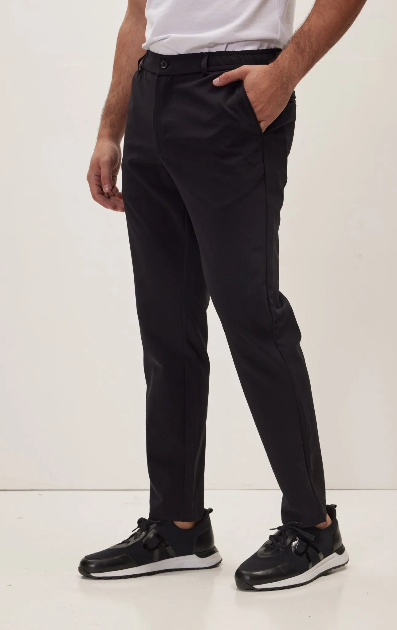 Wrinkle Free Tapered Travel Pants - Black