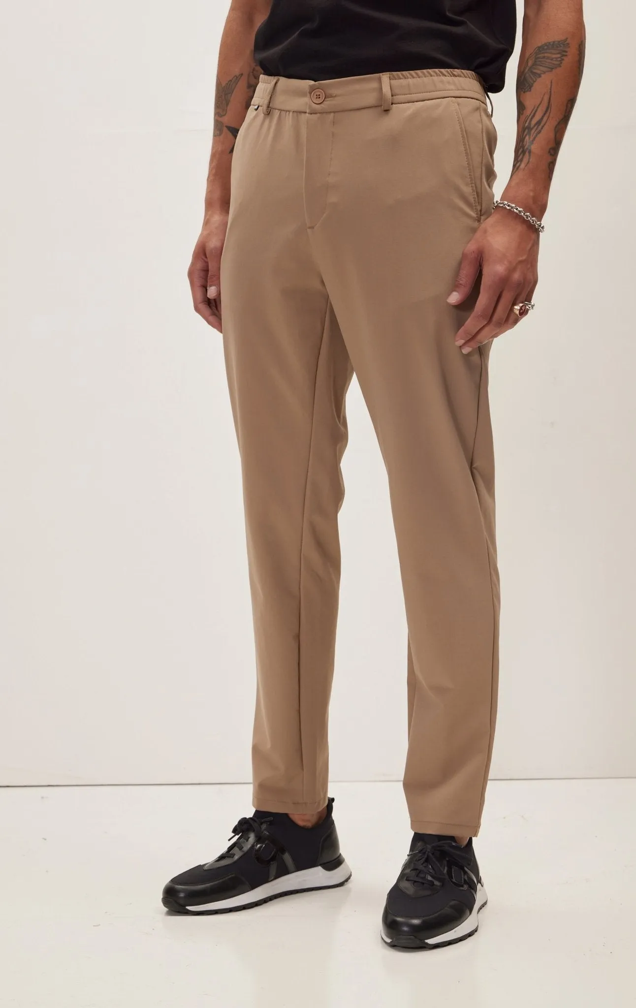 Wrinkle Free Tapered Travel Pants - Camel